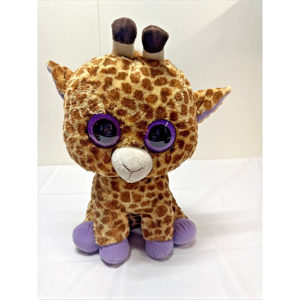 Ty Beanie Boos JUMBO Giraffe SAFARI Brown Purple Lg 17" size 2014 Big Eyes